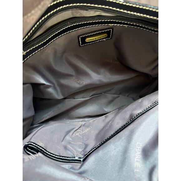 Charlie Lapson Large Snake Embossed Brown Shoulder Bag - Picture 8 of 9